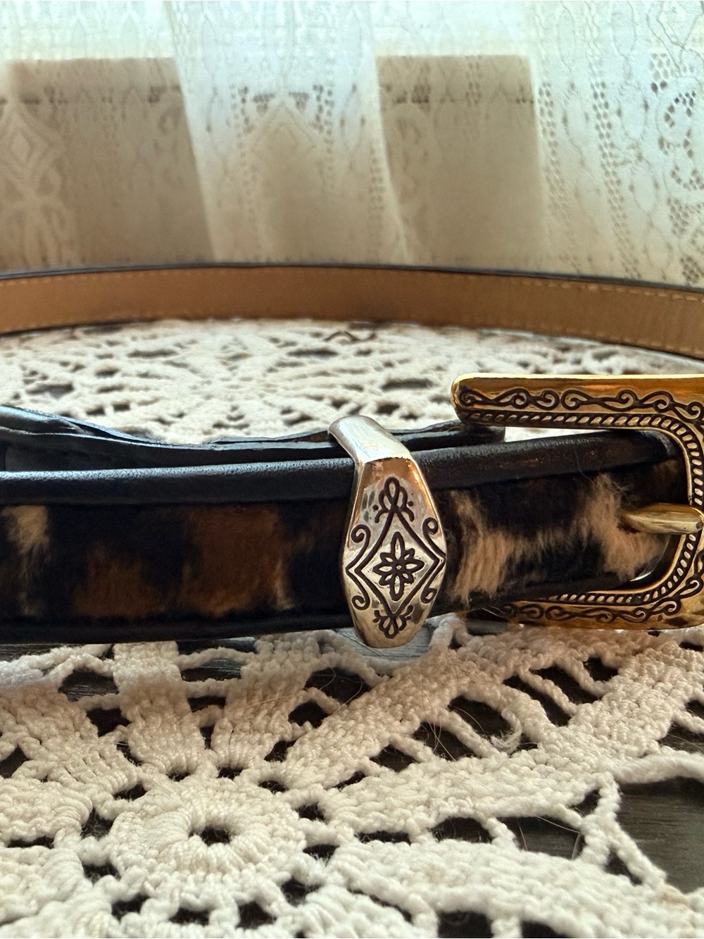 Leopard Print Calf Hair Style Brighton Belt